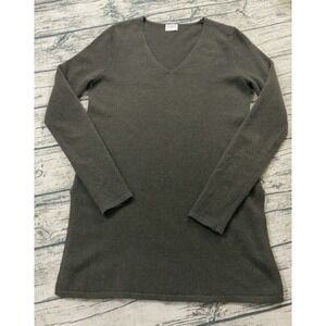 Barrow and Grove Womens S V-Neck 100% Cashmere Knit Sweater Beige Long